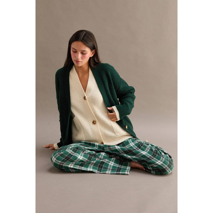 Green Flannel Wide Leg Lounge Pants