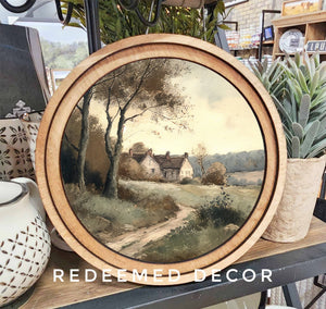 Moody Cottage 8" Round Wall Art