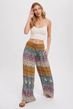 Boho Smocking Waist Wide Leg Pants