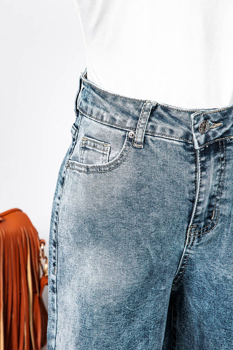 High Rise Button Zip Fly Medium Wash Jeans | Sizes 4-16