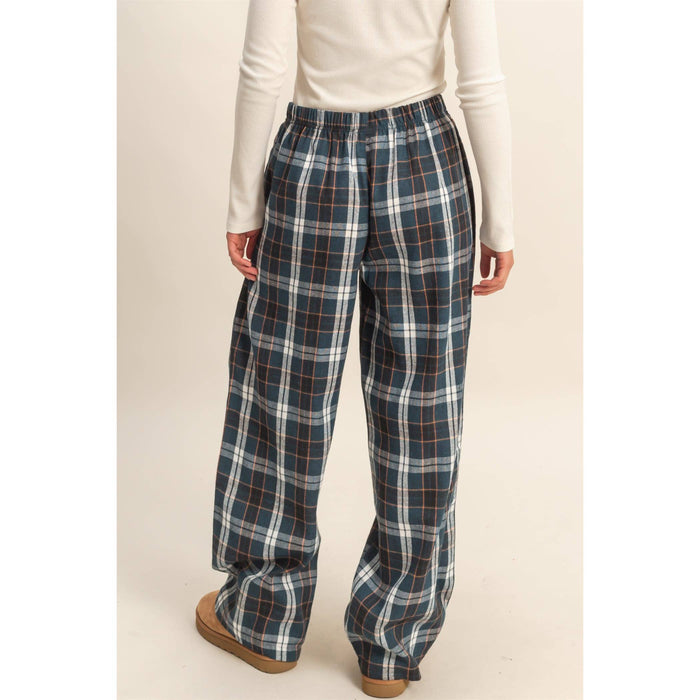 Brown Flannel Wide Leg Lounge Pants