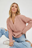 Mauve Oversized Waffle Sweater