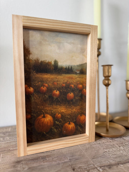 Pumpkin Patch Framed Wall Art - Dark Walnut Frame