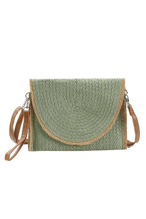 Frayed Trim Straw Women's Crossbody Bag/Clutch