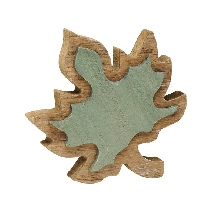 Green/Wood 3D Fall Leaf