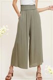 Olive Wide Leg Smocked Pants