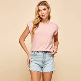 Pink Solid Top With Short Sleeves