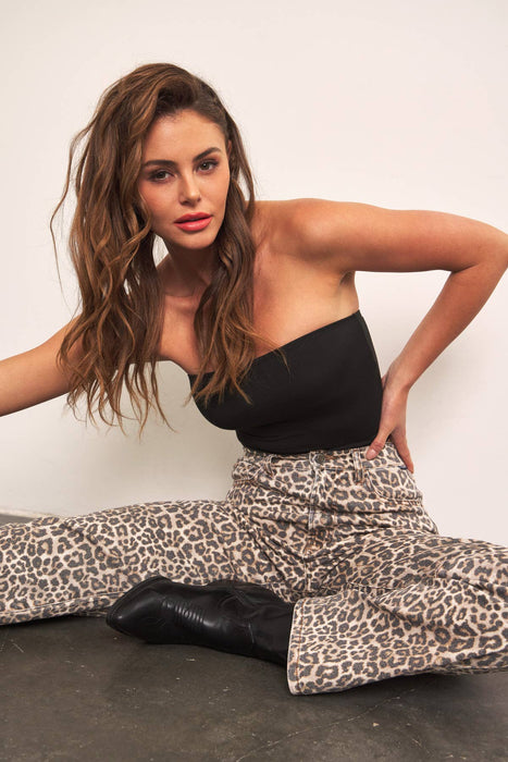 Leopard Print Super High Rise Dad Jean