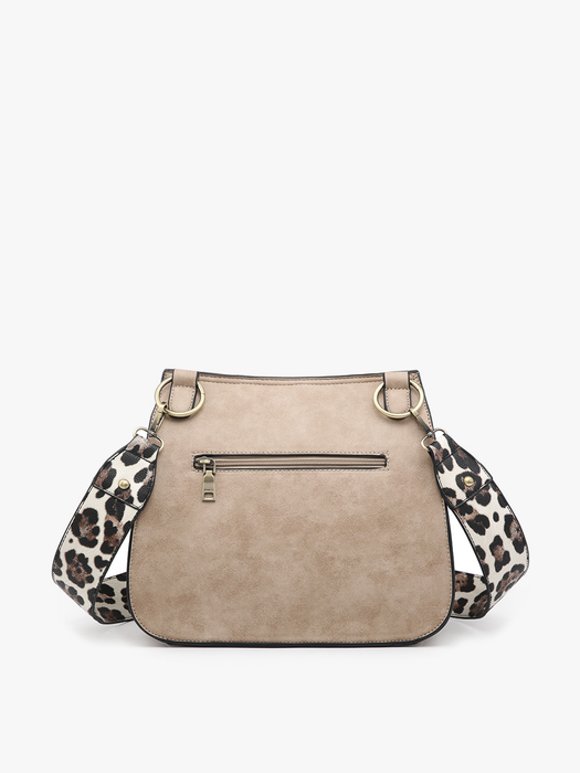 Black Bailey Crossbody with Print Contrast Strap