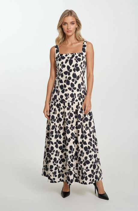 Bold Floral Maxi Drop Waist Dress