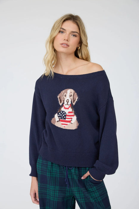 American Heart Puppy Jacquard Long Sleeve Sweater