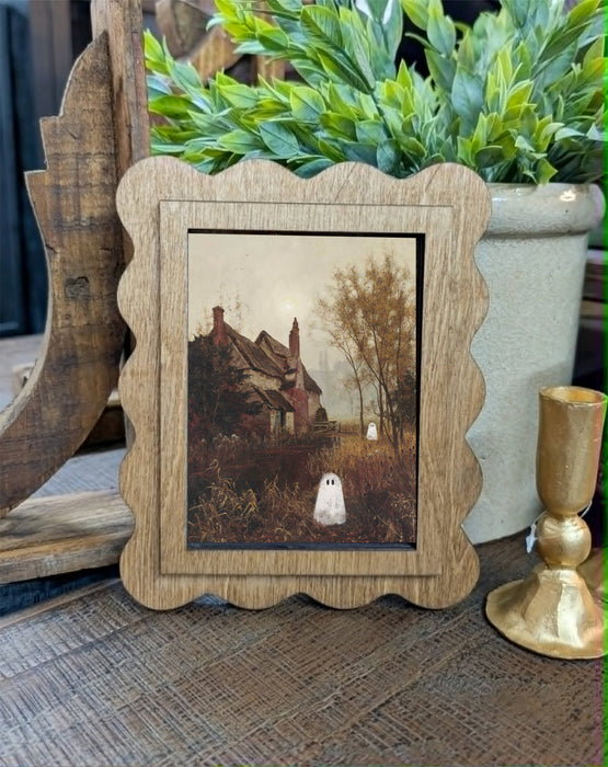 Halloween Ghost Cottage Framed Art