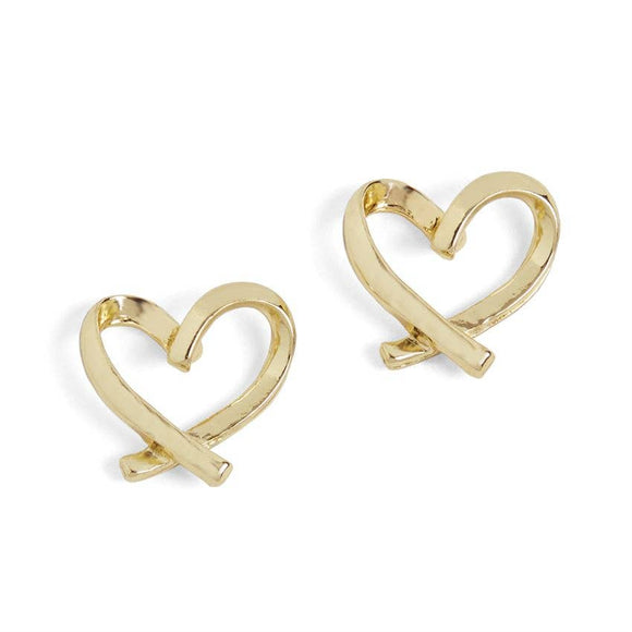 Signature Heart Stud Earrings - Gold