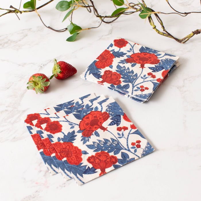 Americana Floral Paper Beverage Napkins - 20 ct