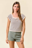 Striped Crochet Knit Top