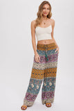 Boho Smocking Waist Wide Leg Pants