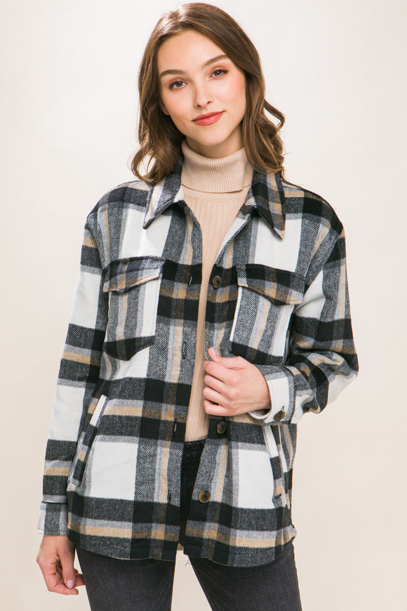 Black Plaid Flannel Shacket