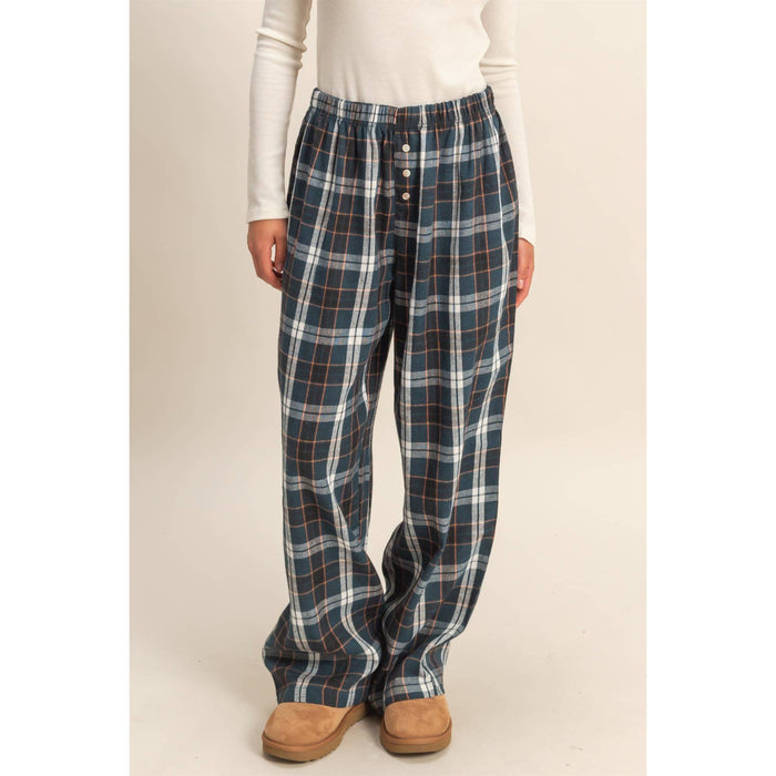 Brown Flannel Wide Leg Lounge Pants