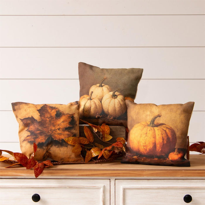 Mini Pillows - Pumpkin and Leaf Paintings (3 Designs)
