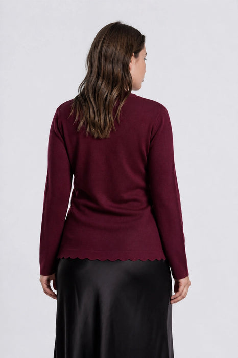 PLUS Taupe Scalloped Button Detail Long Sleeve Knit Cardigan