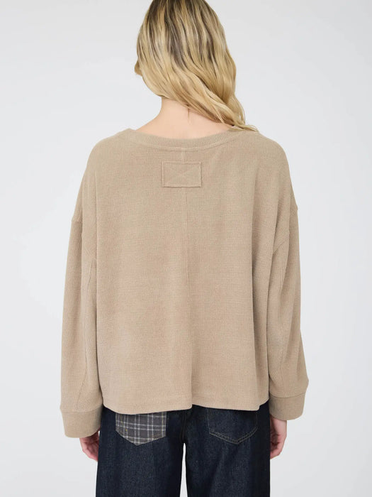 Taupe Oversized Long Sleeve Textured Knit Top