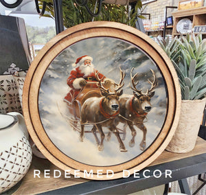 Santa Sleigh Art 8" Round