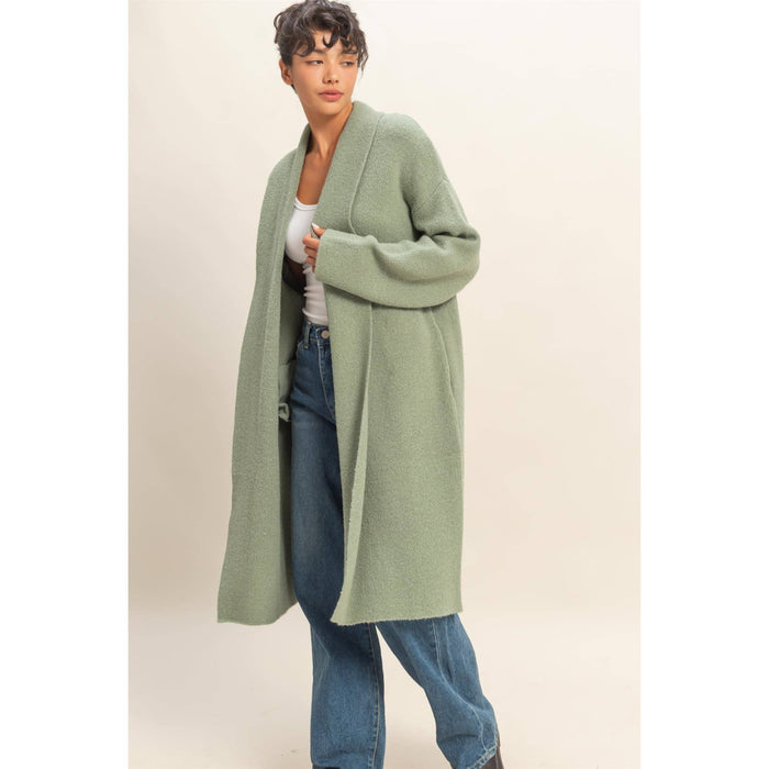 Sage Longline Open Front Duster Sweater