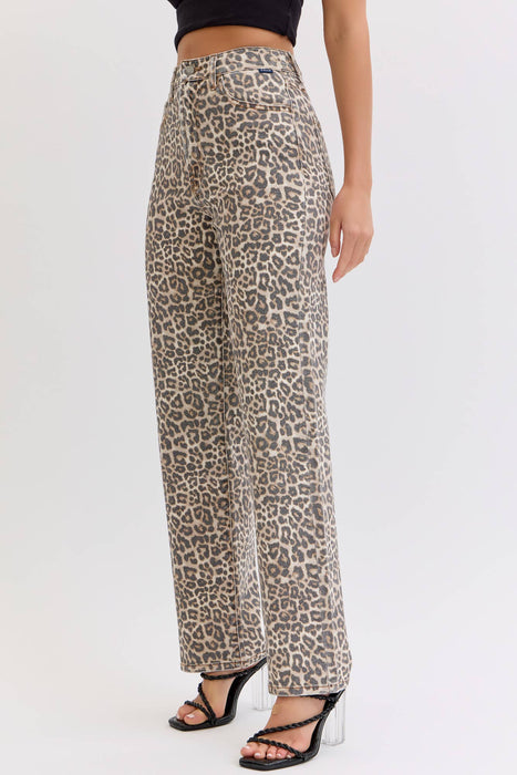 Leopard Print Super High Rise Dad Jean