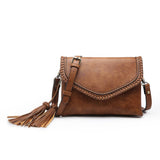 Flapover Crossbody w/ Whipstitch & Double Tassel