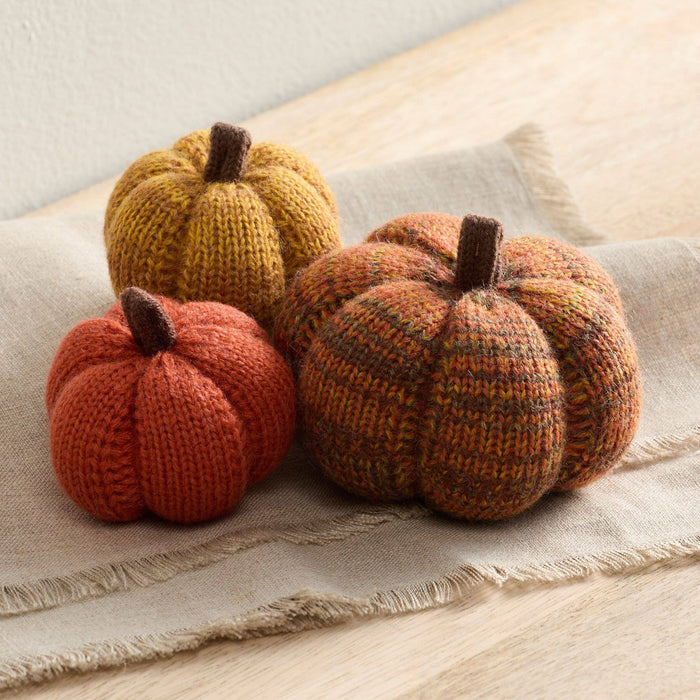 4" Cozy Knit Pumpkins