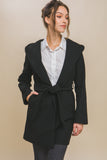 Black Fleece Belted Hoodie Coat