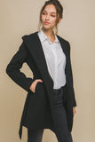 Black Fleece Belted Hoodie Coat