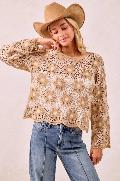 Flower Crochet Knit Top