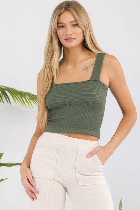Mocha Seamless Textured Crop Tank
