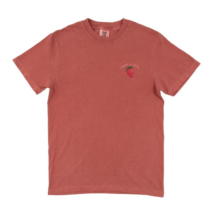Strawberry Farmers Market Graphic Tee - Crimson