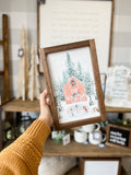 Large Winter Barn Scene | Christmas Framed Wall Art