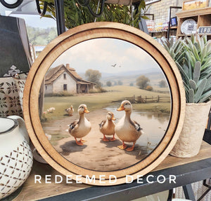 Farmhouse Ducks Wall Art 8" Round