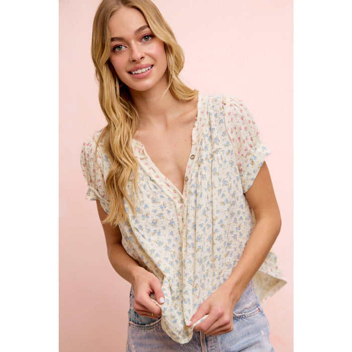 Floral Crinkle Top