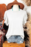 Black Layered Ruffle Short Sleeve Round Neck Top