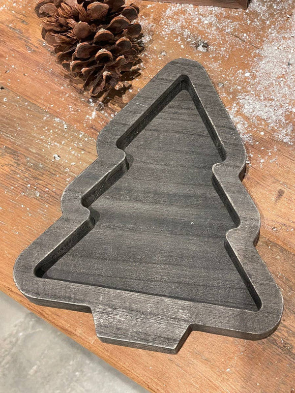 Lrg. Black Wash Christmas Tree Tray