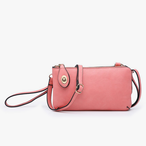 Peach Kendall Crossbody/Wristlet w/ Twist Lock Closure