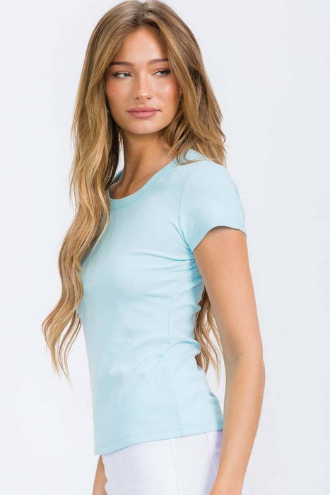 Smokey Olive Cotton Rib U-Neck Short Sleeve T-Shirt