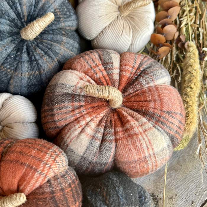 Large Dusty Plaid Pumpkin