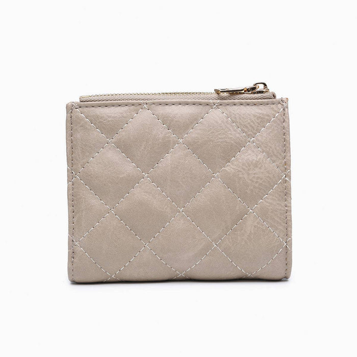 Brown Melody Quilted Zip Top Wallet