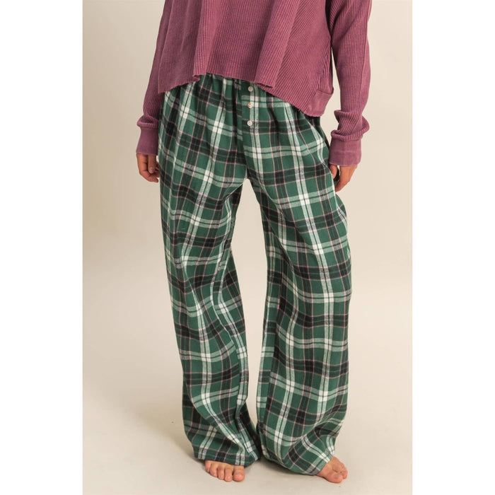 Green Flannel Wide Leg Lounge Pants