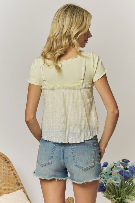 Swiss Dot Ruffled Layered Tee
