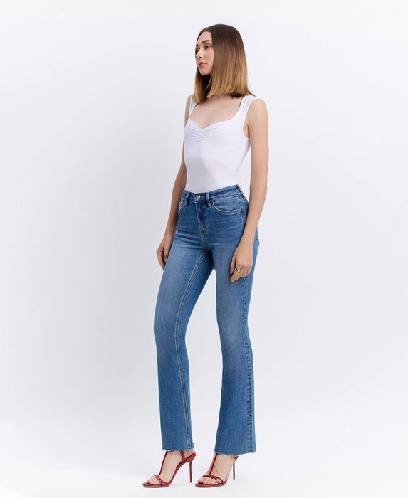 Lovervet High Rise Clean Cut Raw Hem Bootcut Jeans LV1607