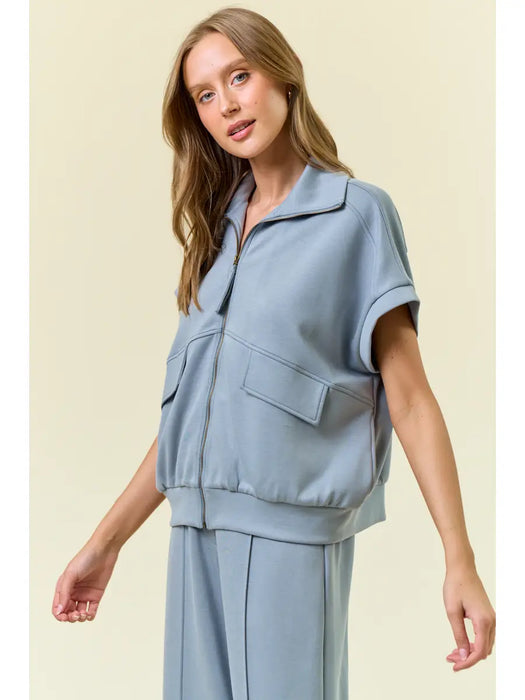 Buttery Soft Brushed Modal Flap Pocket Sslv Jacket