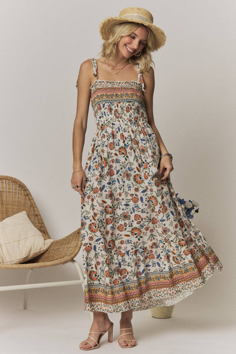 Floral Tie Shoulder Maxi Dress