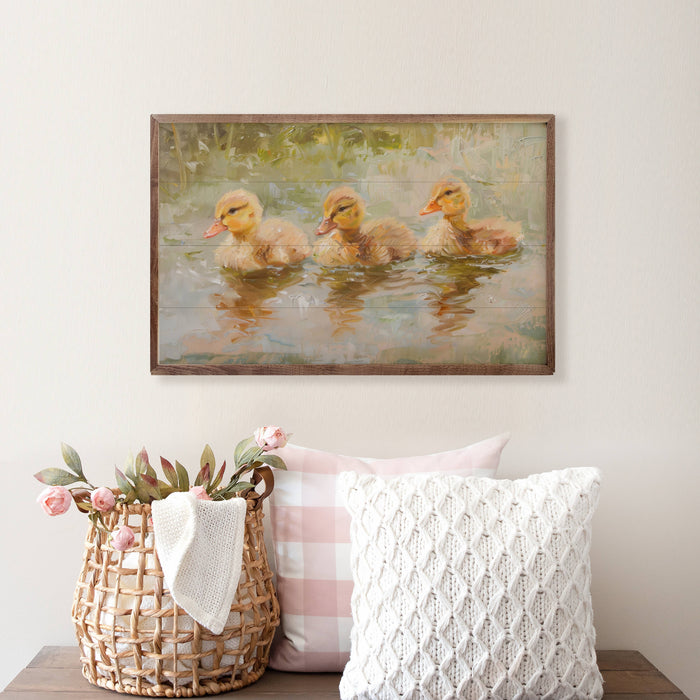 Duckies In A Row Framed Wall Art